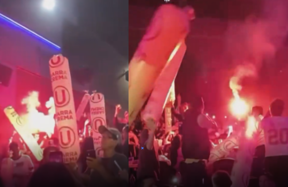 Hinchas de Universitario encendieron bengalas en sala de cine