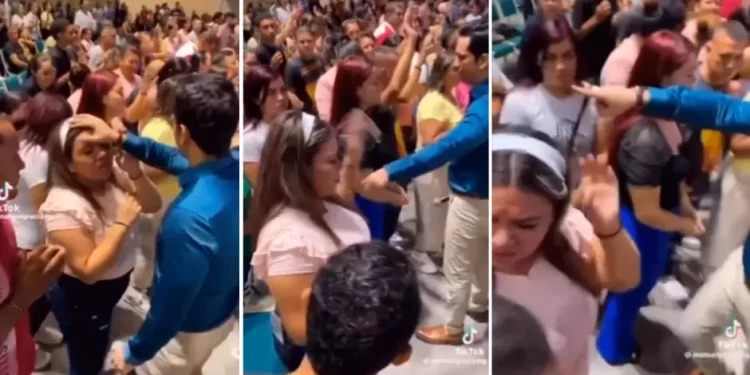 Mujer y pastor se van a los ‘golpes’ en plena oración en iglesia
