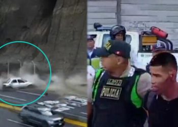 Delincuentes casi se matan con su auto: intentaron huir y chocaron con geomalla