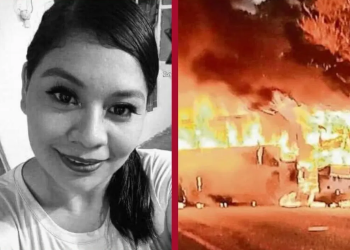 Madre lanza a su hijo desde un autobús en llamas y se sacrifica para salvarlo