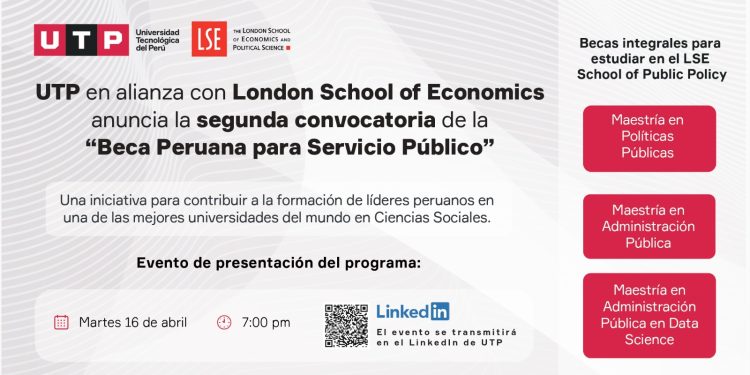 UTP, en alianza con London School of Economics, anuncia la segunda convocatoria de la “Beca Peruana para Servicio Público”