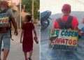 Padre recorre las calles cosiendo zapatos junto a su hija: «por un mejor futuro»