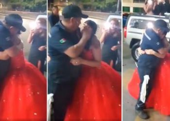 Papá no puede acompañar a su hija en su XV años y ella lo sorprende en su trabajo