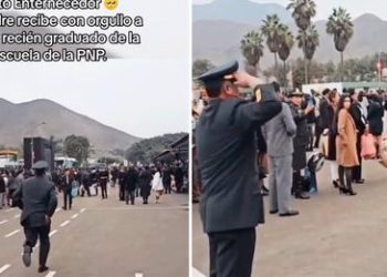 Padre se emociona al ver a su hijo graduado de la PNP y le hace singular pedido: “No manches el uniforme”