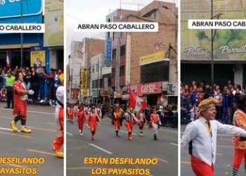 Payasitos desfilan por Fiestas Patrias y usuarios reaccionan: «más patriotas que los congresistas»