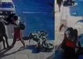 Delincuente en moto intenta asaltar a escolares y termina golpeado