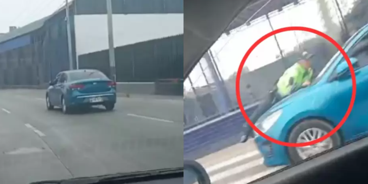 Conductor arrastra a policía sobre capot de su auto durante intervención