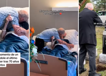 Hombre se despide con tierno beso de su esposa, quien falleció de cáncer: «allá nos vemos»