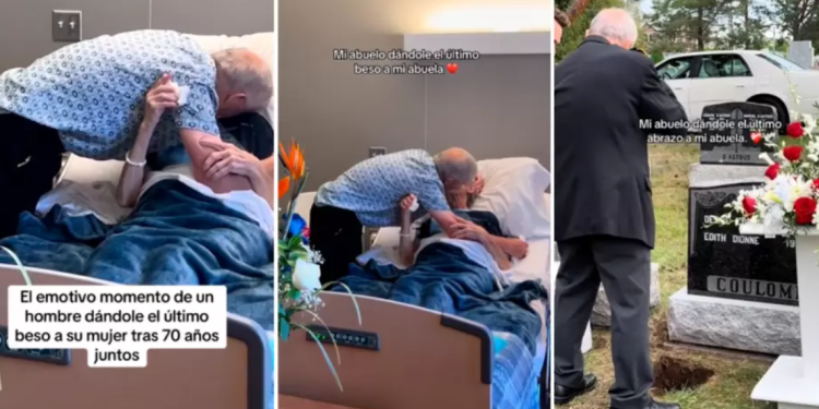 Hombre se despide con tierno beso de su esposa, quien falleció de cáncer: «allá nos vemos»