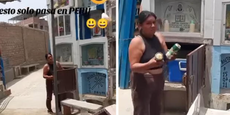 Comerciante sorprende con su negocio de cervezas en cementerio