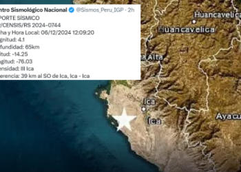 Sismo de magnitud 4.1 remeció la región Ica esta tarde