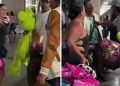 Mujer llegó al aeropuerto y la reciben su novio y su amante: el inesperado final es viral