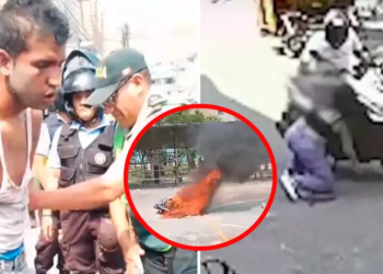 Vecinos capturan e incendian vehículo de sujeto que intentó robar a una adolescente