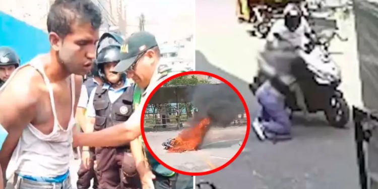 Vecinos capturan e incendian vehículo de sujeto que intentó robar a una adolescente