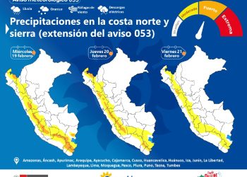 ALERTA NARANJA ANTE PRECIPITACIONES EN LA COSTA NORTE Y SIERRA