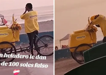 Heladero peruano rompió en llanto al descubrir que le dieron billete de S/100 falso