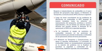 MTC dió anuncio sobre solución al problema de abastecimiento de combustible del aeropuerto Jorge Chávez