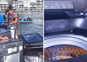 Peruana compró lavadora de contenedor por S/50 y muestra si realmente funciona: «fui a ancón y aproveché»