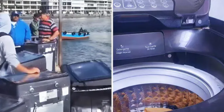 Peruana compró lavadora de contenedor por S/50 y muestra si realmente funciona: «fui a ancón y aproveché»