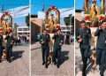 Perrito acompaña a policías en procesión de Santa Rosa de Lima y conmueve en redes sociales