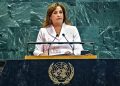 Le apagan el micrófono a Dina Boluarte durante discurso en la ONU sobre igualdad de género por exceder el tiempo