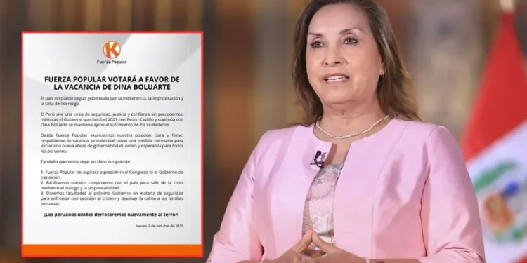 Fuerza Popular apoyará vacancia contra la presidenta Dina Boluarte