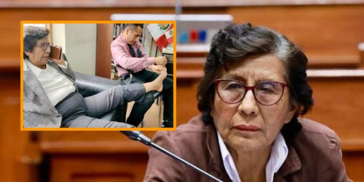 Congresista Lucinda Vásquez se victimiza tras ser captada cuando su asesor le cortaba las uñas en el Congreso: acusa manipulación mediática y venganza