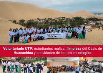 Voluntariado UTP: estudiantes realizan limpieza del Oasis de Huacachina y actividades de lectura en colegios