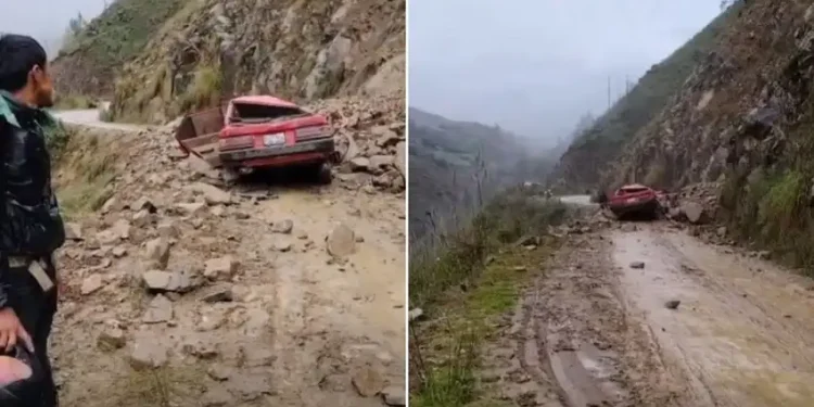 Docentes sobreviven tras desprendimiento de rocas en la vía Huánuco–Lauricocha