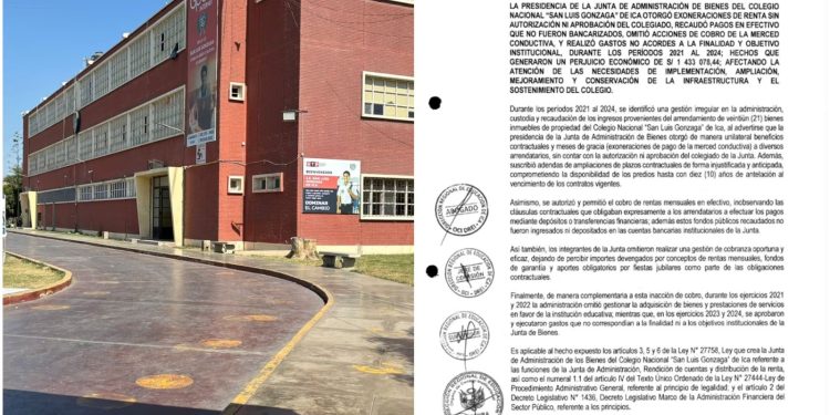 Contraloría alerta perjuicio de más de S/1.4 millones en administración de bienes del San Luis Gonzaga