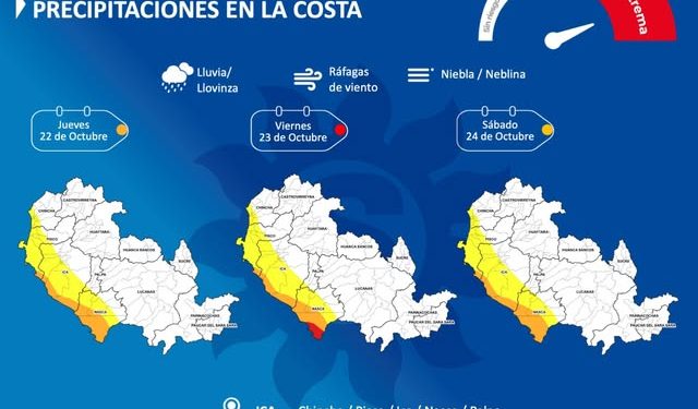 SENAMHI alerta por lluvias y vientos en Ica: fenómeno se extenderá hasta el sábado