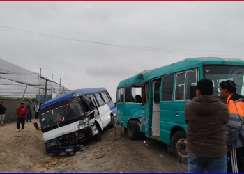 Choque entre buses que trasladaban a trabajadores agrícolas deja tres heridos en Villacurí